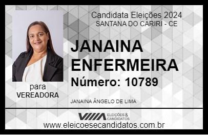 Candidato JANAINA ENFERMEIRA 2024 - SANTANA DO CARIRI - Eleições