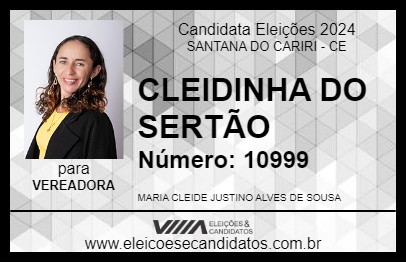 Candidato CLEIDINHA DO SERTÃO 2024 - SANTANA DO CARIRI - Eleições