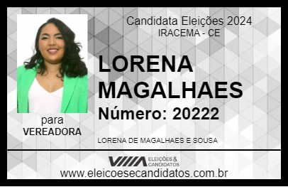 Candidato LORENA MAGALHAES 2024 - IRACEMA - Eleições