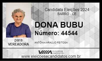 Candidato DONA BUBU 2024 - BARRO - Eleições