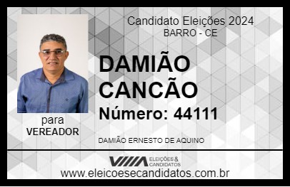 Candidato DAMIÃO CANCÃO 2024 - BARRO - Eleições