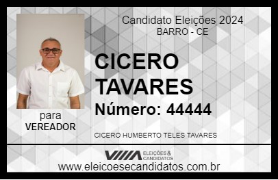 Candidato CICERO TAVARES 2024 - BARRO - Eleições