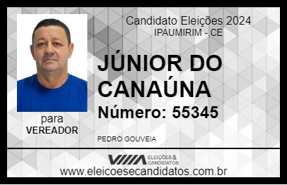 Candidato JÚNIOR DO CANAÚNA 2024 - IPAUMIRIM - Eleições