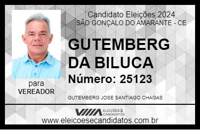 Candidato GUTEMBERG DA BILUCA 2024 - SÃO GONÇALO DO AMARANTE - Eleições