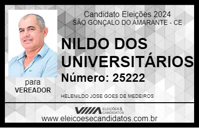 Candidato NILDO DOS UNIVERSITÁRIOS 2024 - SÃO GONÇALO DO AMARANTE - Eleições