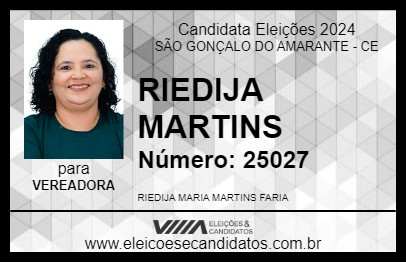 Candidato RIEDIJA MARTINS 2024 - SÃO GONÇALO DO AMARANTE - Eleições