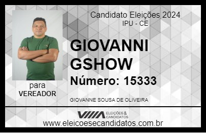 Candidato GIOVANNI GSHOW 2024 - IPU - Eleições