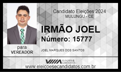 Candidato IRMÃO JOEL 2024 - MULUNGU - Eleições