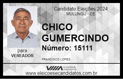 Candidato CHICO GUMERCINDO  2024 - MULUNGU - Eleições