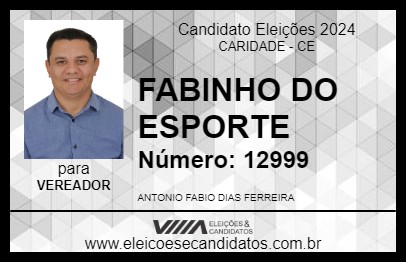 Candidato FABINHO DO ESPORTE 2024 - CARIDADE - Eleições