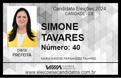 Candidato SIMONE TAVARES 2024 - CARIDADE - Eleições