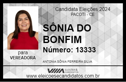 Candidato SÔNIA DO BONFIM 2024 - PACOTI - Eleições