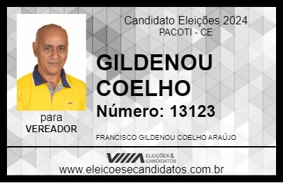 Candidato GILDENOU COELHO 2024 - PACOTI - Eleições