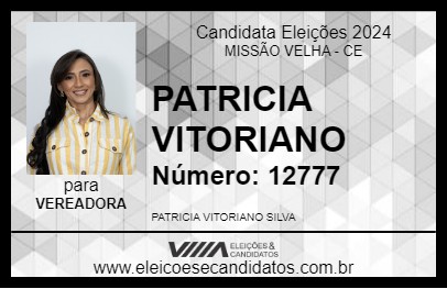 Candidato PATRICIA VITORIANO 2024 - MISSÃO VELHA - Eleições