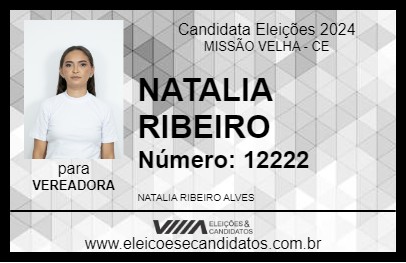 Candidato NATALIA RIBEIRO 2024 - MISSÃO VELHA - Eleições