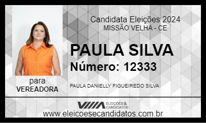 Candidato PAULA SILVA 2024 - MISSÃO VELHA - Eleições