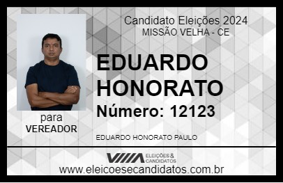 Candidato EDUARDO HONORATO 2024 - MISSÃO VELHA - Eleições