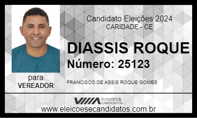 Candidato DIASSIS ROQUE 2024 - CARIDADE - Eleições