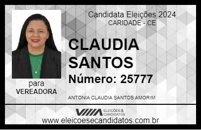 Candidato CLAUDIA SANTOS 2024 - CARIDADE - Eleições