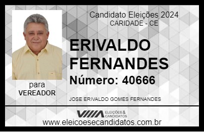 Candidato ERIVALDO FERNANDES 2024 - CARIDADE - Eleições