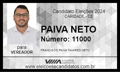 Candidato PAIVA NETO 2024 - CARIDADE - Eleições