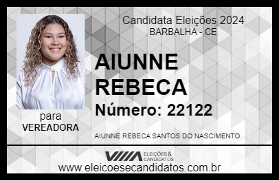 Candidato AIUNNE REBECA 2024 - BARBALHA - Eleições