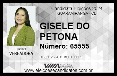 Candidato GISELE DO PETONA 2024 - GUARAMIRANGA - Eleições