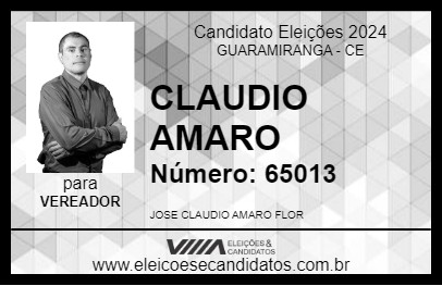 Candidato CLAUDIO AMARO 2024 - GUARAMIRANGA - Eleições