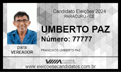 Candidato UMBERTO PAZ 2024 - PARACURU - Eleições