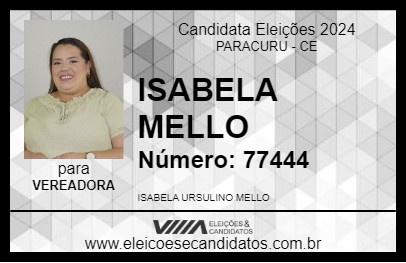 Candidato ISABELA MELLO 2024 - PARACURU - Eleições