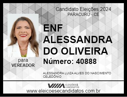 Candidato ENF ALESSANDRA DO OLIVEIRA 2024 - PARACURU - Eleições