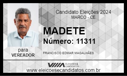 Candidato MADETE 2024 - MARCO - Eleições