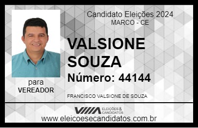 Candidato VALSIONE SOUZA 2024 - MARCO - Eleições