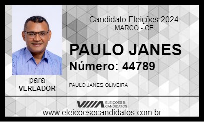 Candidato PAULO JANES 2024 - MARCO - Eleições