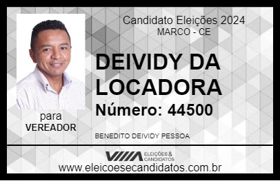 Candidato DEIVIDY DA LOCADORA 2024 - MARCO - Eleições