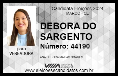 Candidato DEBORA DO SARGENTO 2024 - MARCO - Eleições