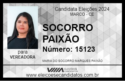 Candidato SOCORRO PAIXÃO 2024 - MARCO - Eleições