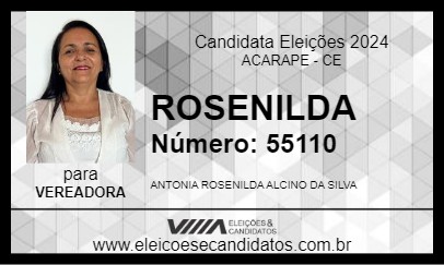 Candidato ROSENILDA 2024 - ACARAPE - Eleições