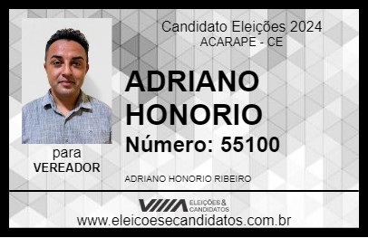 Candidato ADRIANO HONORIO 2024 - ACARAPE - Eleições