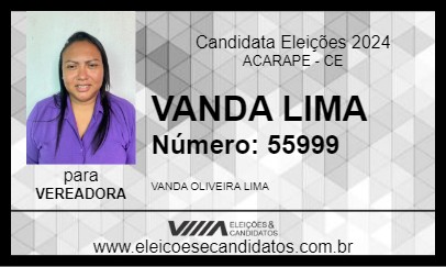 Candidato VANDA LIMA 2024 - ACARAPE - Eleições