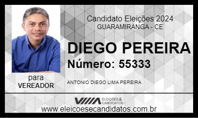 Candidato DIEGO PEREIRA 2024 - GUARAMIRANGA - Eleições