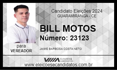 Candidato BILL MOTOS 2024 - GUARAMIRANGA - Eleições