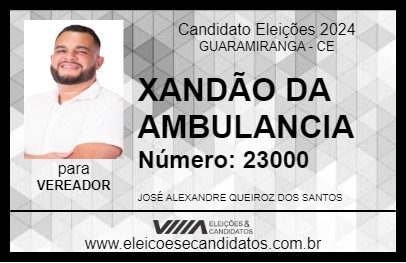 Candidato XANDÃO DA AMBULANCIA 2024 - GUARAMIRANGA - Eleições