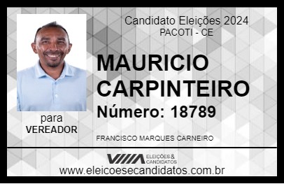 Candidato MAURICIO CARPINTEIRO 2024 - PACOTI - Eleições