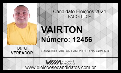 Candidato VAIRTON MOTOS 2024 - PACOTI - Eleições