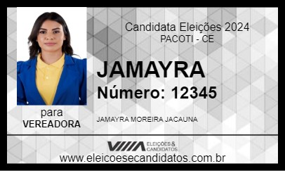 Candidato JAMAYRA DO JACAÚNA 2024 - PACOTI - Eleições