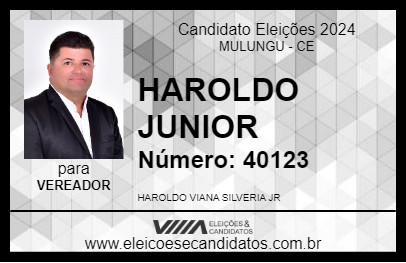 Candidato HAROLDO JUNIOR 2024 - MULUNGU - Eleições