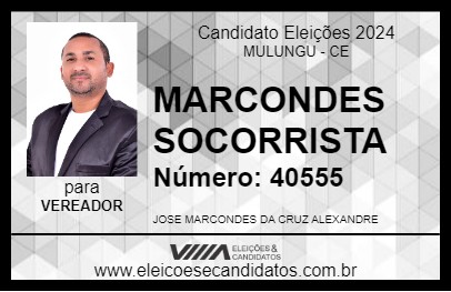 Candidato MARCONDES SOCORRISTA 2024 - MULUNGU - Eleições