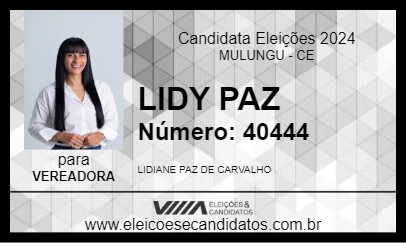 Candidato LIDY PAZ 2024 - MULUNGU - Eleições