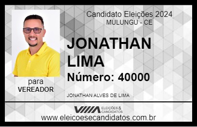 Candidato JONATHAN LIMA 2024 - MULUNGU - Eleições